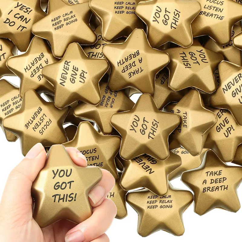 36 Pcs Mini Star Stress Balls with Motivational Quotes Employee Appreciation Gift Emotional Supoort Gift for Coworkers Students Stress Relief Squishy for Adults Teens Gift Bag Fillers Thanksgiving Party Favors School Office Supplies