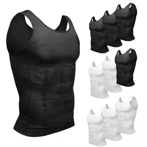 1/2/3/4 Pack Soft Athletic Apparel Men Chest Binder Body Shaper Vest Tummy Hold Posture Alignment Shapewear Breathable Stretchy Undershirt Gym Workout Fitness Activewear Plain Sleeveless Tops Daily Sports Menswear Base Layer Training Shirt
