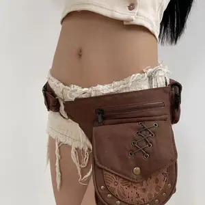 Vintage Studded Waist Bag for Men & Women, Multi-Purpose Crossbody Chest Pack, Outdoor Phone Bag