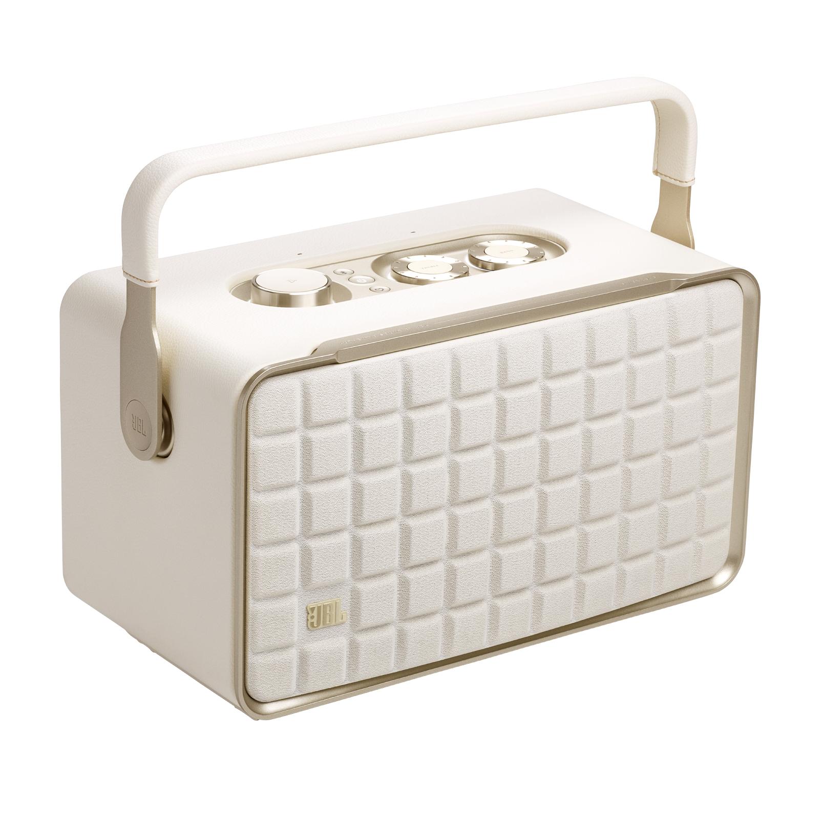 JBL Authentics 300, Portable smart home speaker with Wi-Fi, Bluetooth and voice assistants with retro design. JBL Authentics 300, Portable smart home speaker with Wi-Fi, Bluetooth and voice assistants with retro design.