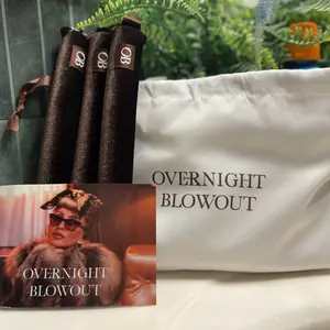 The Original Authentic Overnight Blowout Classic 3 Rod Set (scarf NOT included) Heatless Haircare Velvet Material Easy Hook Lock Design US Market, 3 pcs, Preserve Blowout, No heat curl, sleep