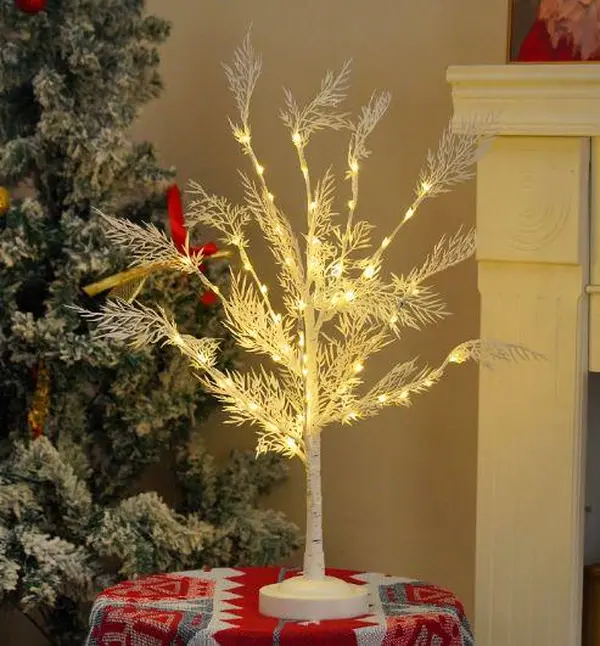 LED big lamp beads copper wire lights, white birch tree, coral tree lights, festive bedroom ambiance lights