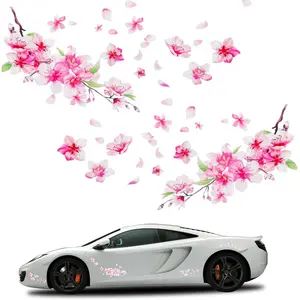 10 Inch Pink 3 PCS Cherry Blossom Vinyl Stickers for Cars Motorcycle Automotive Home Decor Women stickers  for  cars