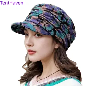 2026 new floral twist hat for girls Korean version versatile soft hat with ethnic style duck tongue hat for autumn and winter warmth