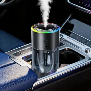 Amor Lyris Smart Car Air Freshener Diffuser, 5.7 fl oz Car Diffuser, Ultrasonic Mist, Long-Lasting Car Air Freshener up to 6 Months, RGB Light, Auto On/Off, Rechargeable British Pear Freshener