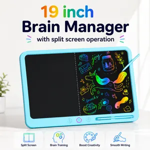 ADHD Sensory Toys HKOJP 19" Blue Dual-Screen LCD Writing Tablet Split Control Erase Board For Quiet Time Focus