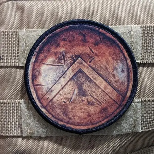 Spartan shield military army navy marines meme 3" circle morale patch with hook and loop backing