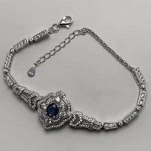 [T02]S925 Sterling Silver Deluxe Sapphire Jewelry Set