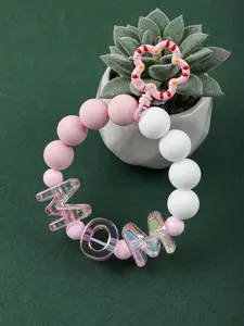 Cute Mom Silicone Beaded Wristlet Keychain, Flower Shape Clip Beaded Key Ring, Anti-Lost Key Holder for Mom, Perfect Mother's Day Gift