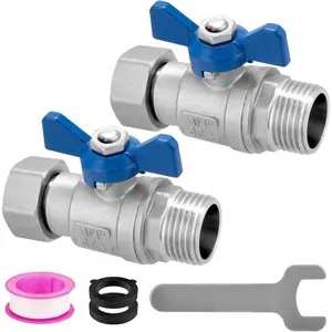 304 Stainless Steel Garden Hose Shut Off Valve, Heavy Duty Water Hose Shut Off Valve, 3/4'' GHT Full Flow Hose Ball Valve Adapter Coupling with 360-Degree Rotatable Connector