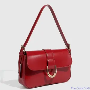 Trendy Patent Leather Handbag for Women, Chic Retro Horsebit Detail Shoulder Bag, Stylish Crossbody & Tote Purse, Versatile Fashion Bag for Work & Casual Use