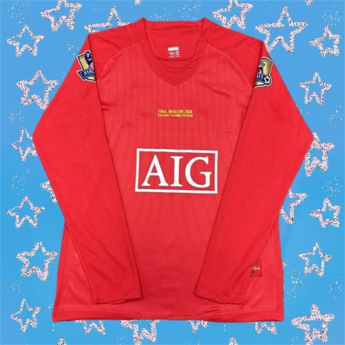2007 2008 MUFC Away Retro Black No.7 Ronaldo Long Sleeved Soccer Jersey
