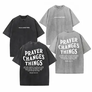 Prayer Change Things Vintage Washed T-Shirt – Christian Faith Graphic Tee, Lightweight Retro Cotton Streetwear