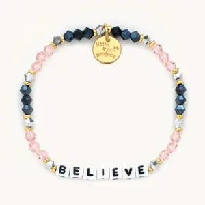 Little Words Project Believe Black & Pink Bracelet