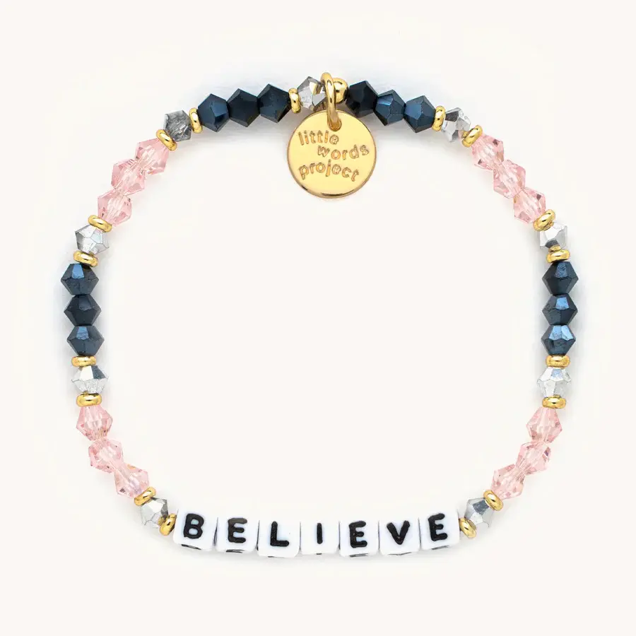Little Words Project Believe Black & Pink Bracelet