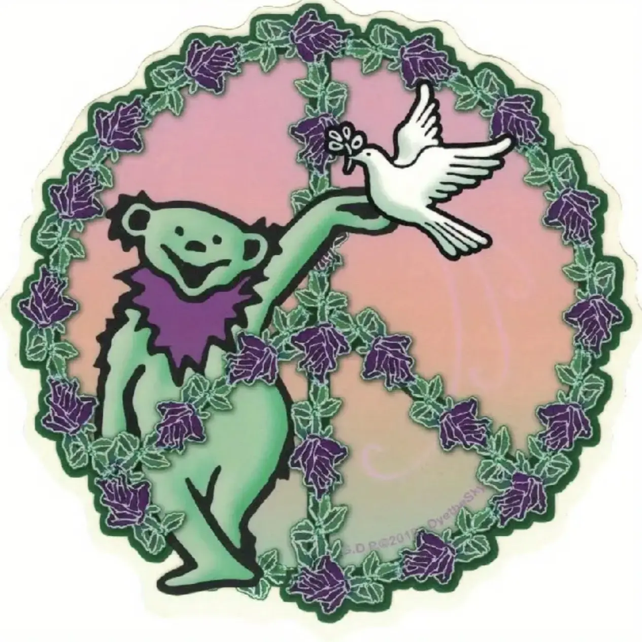 Dye The Sky Grateful Dead Dancing Bear Peace, Window Sticker Decal For Car or Truck