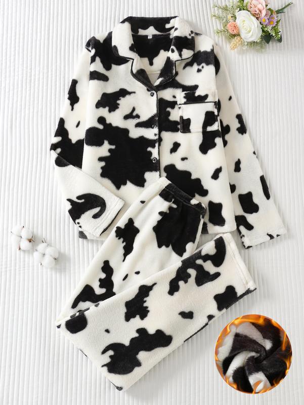 Women's Two-Piece Pajama Set of Plush Casual High-End Winter Warm Homewear with Pocket Design Cozy Comfort in Every Stitch Loungewear Nightwear Chic Elegance Pjs Top Womenswear Star Pattern Long Sleeve