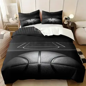 2/3 Piece Sports Themed Basketball Pattern Printed Duvet Cover Set, Bedding Set For Basketball Enthusiasts of Boys and Girls, Soft and Breathable Suitable for All Seasons, Including 1 Duvet Cover and 1/2 Pillowcase