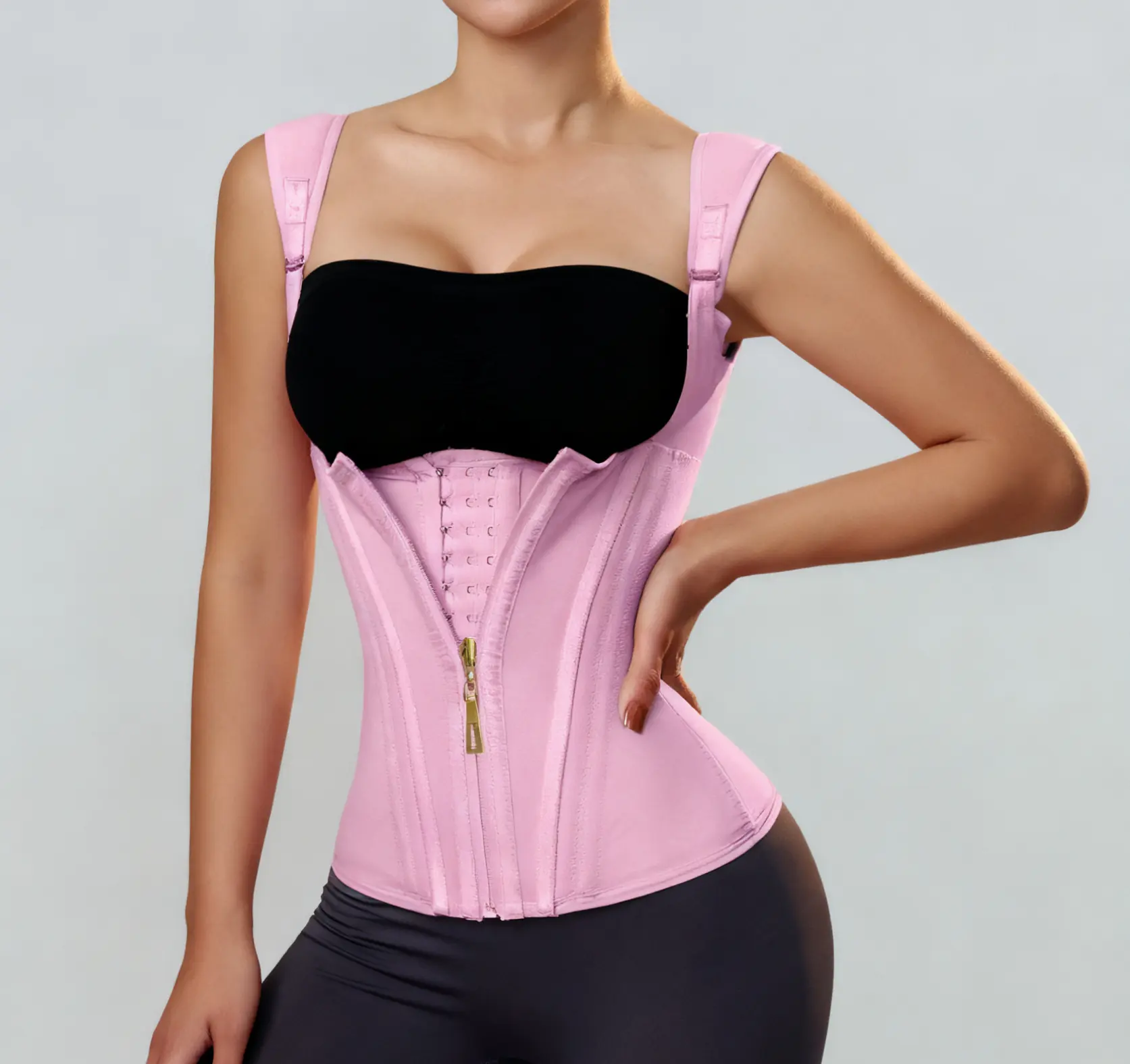 LUXSEREN Women's Solid Color Compression Tight-Fitting Shaper Minimising Waist-Worn Shapewear Top - Adjustable Hook-and-Eye Closure, Zipper, High-Waist Tummy Control Girdle Corset for Multi-Season Use, Tight-Fitting Shapewear Tops