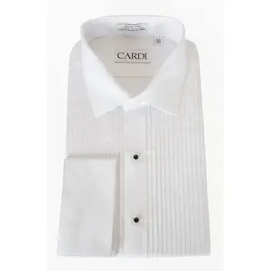 "Charles" White Spread Collar Tuxedo Shirt