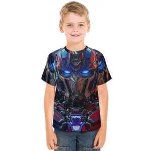 Young Girl's and Boy's Transformers Graphic Tees,Back To School Clothes Girls, Black Round Neck Print T-Shirts, Machine Washable, Suitable For Outdoor Sports A0927-83