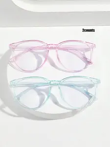 Simple Lightweight Eyeglasses for Everyday Use (2 Pairs), Basic Oval Frame Fashion Eyeglasses for Women & Men, Fashion Eyeglasses for Work, Daily Decor, Perfect for Student Daily Use, Eyeglasses Frames