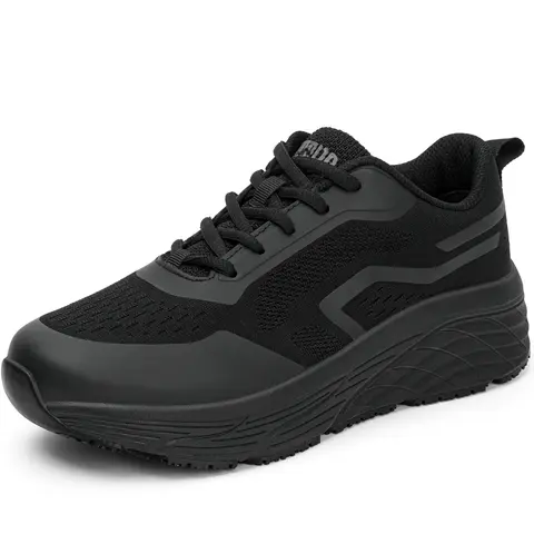 R CORD Women's Closed Minimalist Round Toe Safety Work Shoes - Lightweight, Breathable, Waterproof, Oil-Resistant Rubber Sole, Contoured Arch Support, Cushioned Heel, All-Seasons Footwear for Restaurant Workers Standing All Day