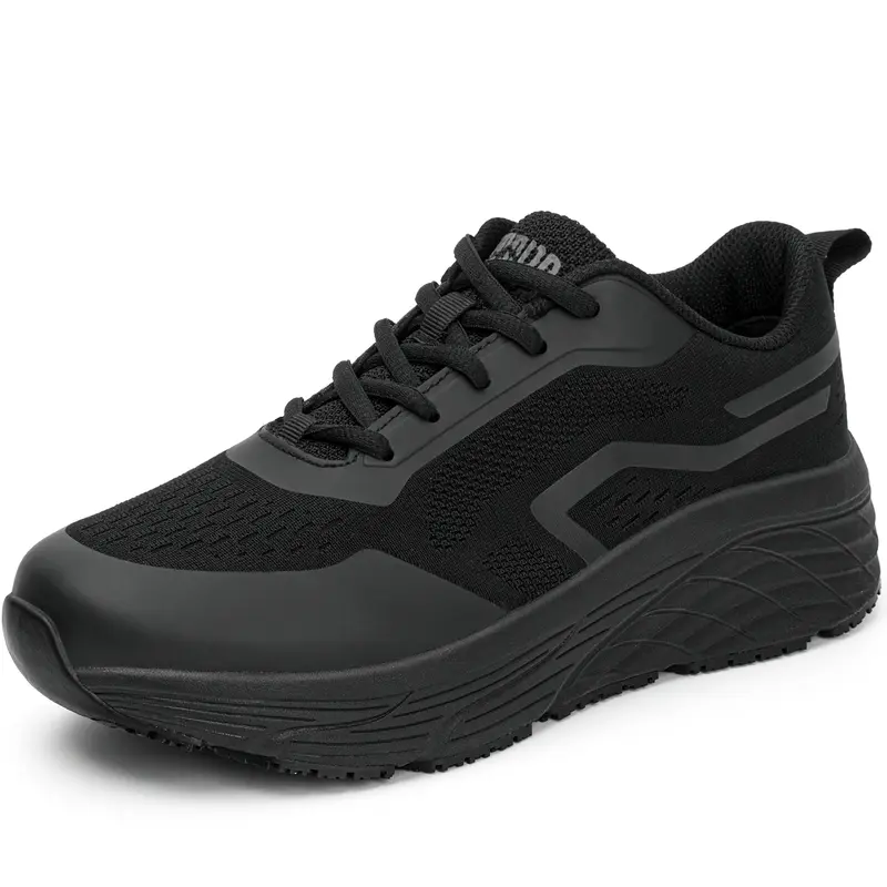 R CORD Women's Closed Minimalist Round Toe Safety Work Shoes - Lightweight, Breathable, Waterproof, Oil-Resistant Rubber Sole, Contoured Arch Support, Cushioned Heel, All-Seasons Footwear for Restaurant Workers Standing All Day