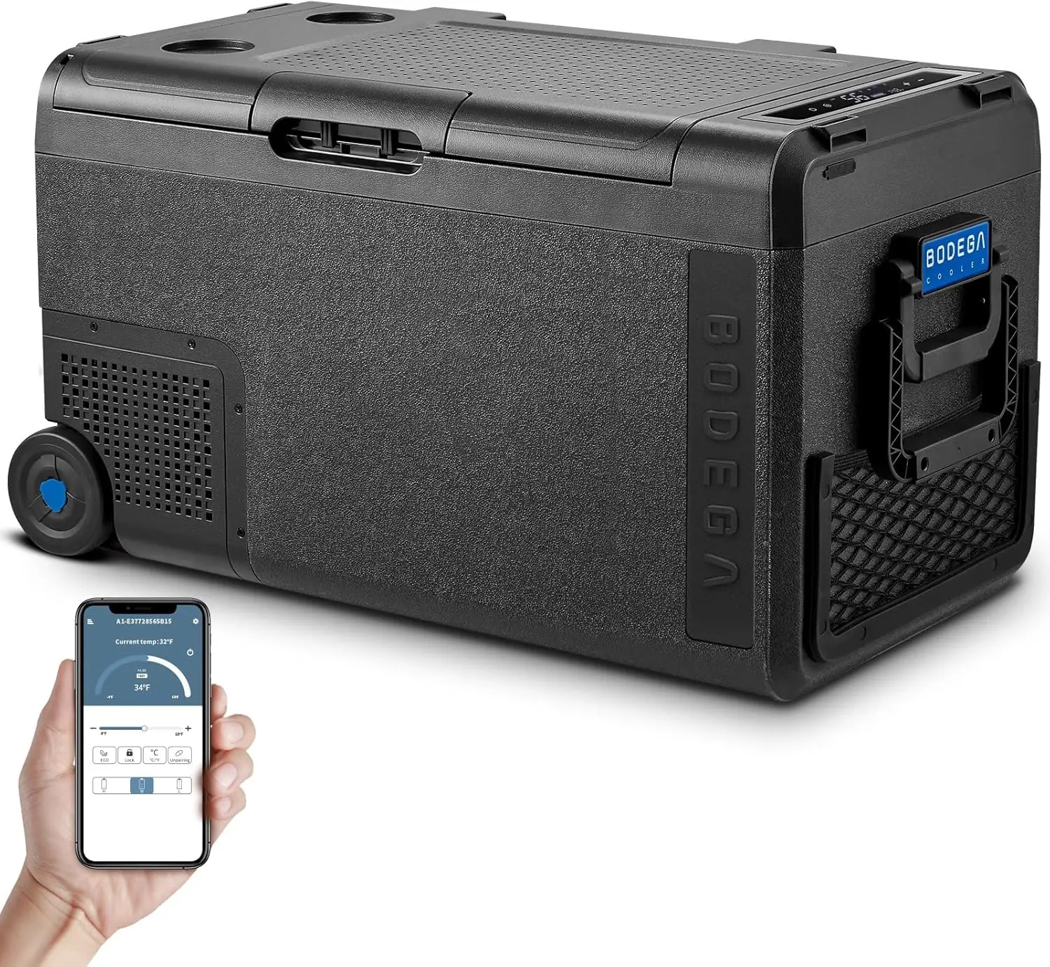40Quart (38L) 12V Multifunctional Outdoor Cooler Box, Adjustable Portable Freezer with WIFI Wireless Controller Refrigerators, -4℉-68℉ Electric Cooler 12/24V DC 100-240V AC,   cooler mini fridge  Anti,-Slip Surface for Truck, Camping