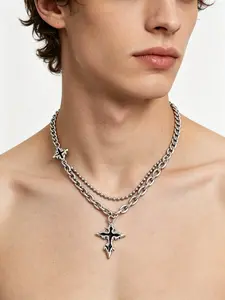 Cross Pattern Titanium Steel Necklace for Men, Trendy Unisex Chain Jewelry, Durable and Stylish Accessory, Perfect Gift Idea
