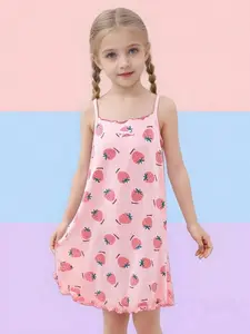 Strawberry Print Girls' Tank Top, Summer Cool Soft Thin Sleeveless, Holiday Gift Birthday Present, Clothing