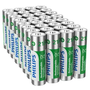 Philips Rechargeable AA Batteries 2100mAh NiMH Double A Battery 1.2V Long Lasting 2A Batteries Recharge up to 500x