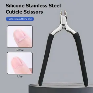 Cuticle Trimmer, Cuticle Nipper with 3/4 Jaw that is Extremely Sharp, Professional Nail Cuticle Trimming Tool, Cuticle Scissors with Anti-slip Silicone Handle, for Nail Care and Pedicure (Black)