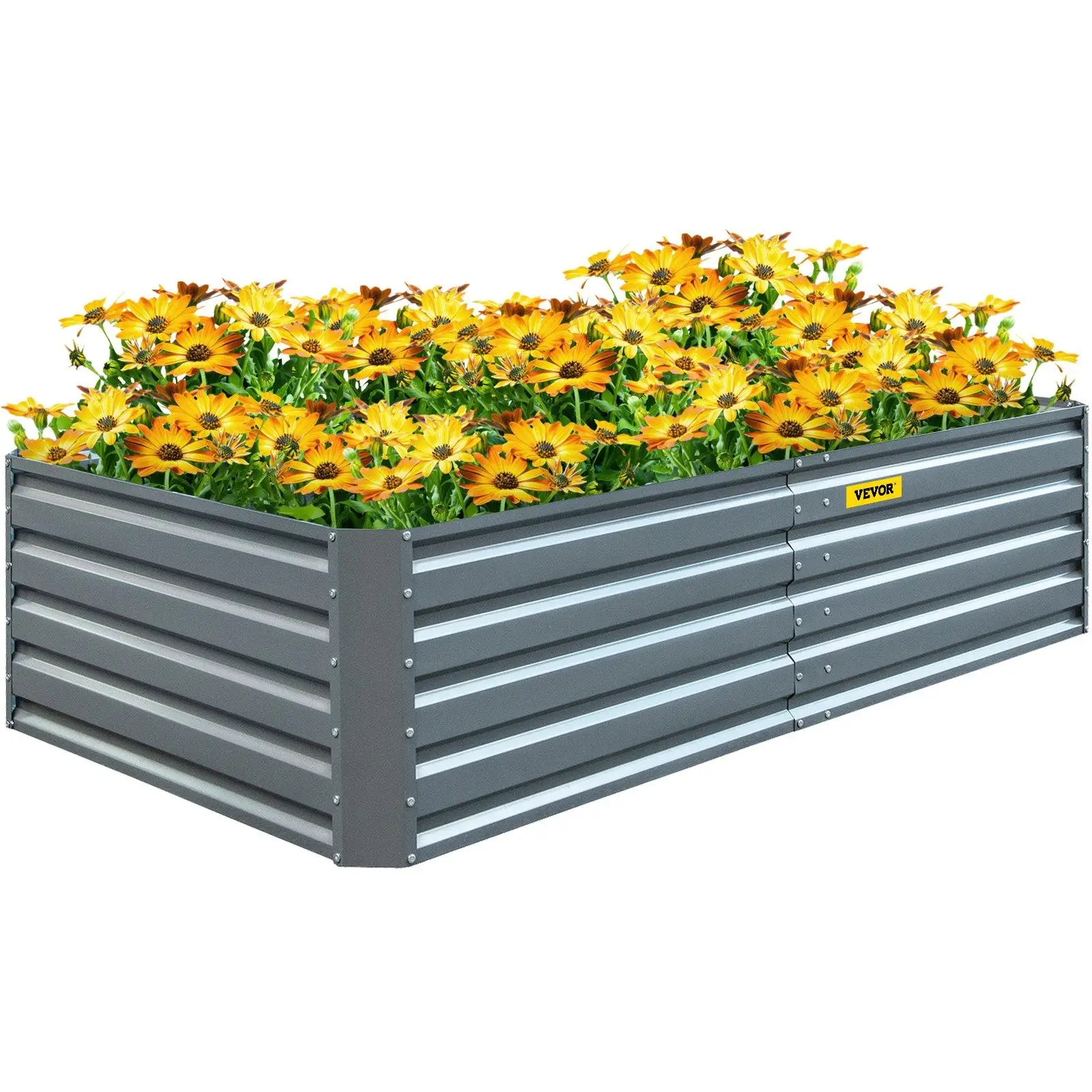 VEVOR Galvanized Raised Garden Bed, Various specifications, Metal Planter Box, Gray Steel Plant Raised Garden Bed Kit, Planter Boxes Outdoor for Growi