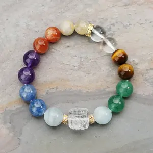 0135 Live Broadcast Perks Slim Amethyst, Citrine & Clear Quartz Bracelet for Women | Lucky Guardian for Travel | Citrine Attracts Travel Windfalls | Amethyst Stabilizes Mind & Prevents Getting Lost | Clear Quartz Purifies Travel Toxins