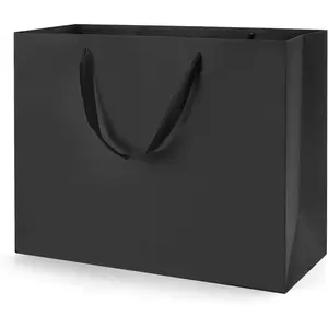 Extra Large Black Gift Bags: 16x6x12 Inch 3pcs Black Paper Bags With Handles Bulk For Party Shopping Birthday Wedding (XL-3)