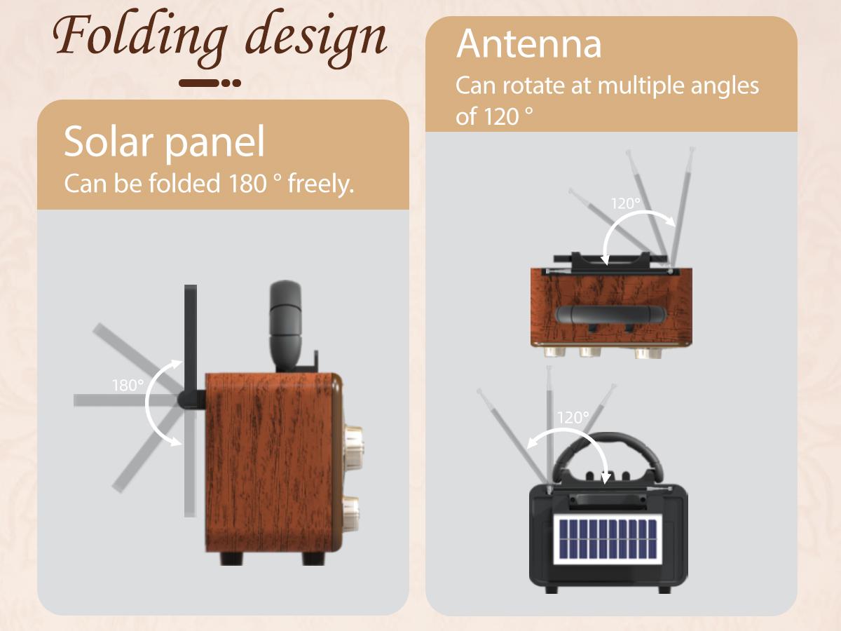 Radio Portable AM FM SW Bluetooth Speaker Vintage Radios with Phone Stand TF Card/AUX/USB Small Retro Radio Battery Powered&Solar for Outdoor Old Vintage Decor Birthday Gifts for Women,Men,Dad