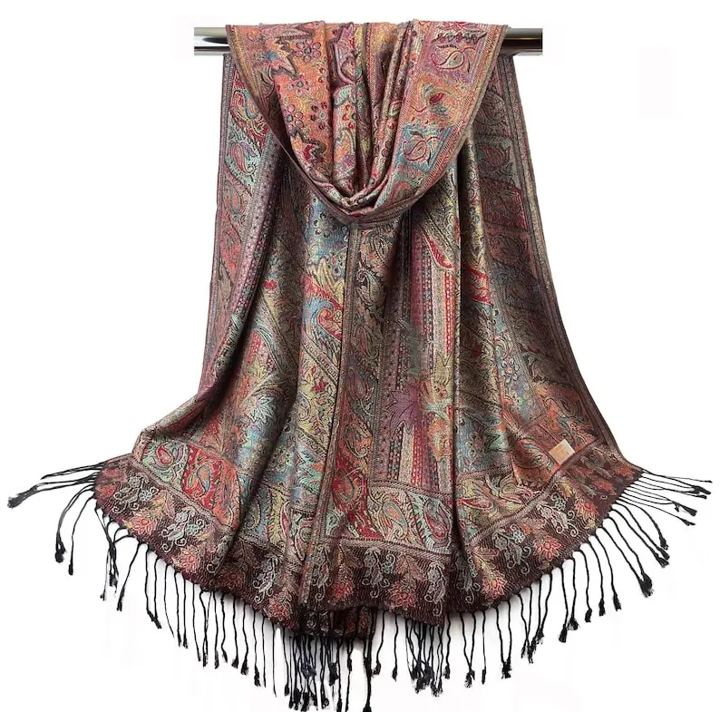 Multicolor Sparkling Gold Scarves for Women - Festival Scarf - Party Wear Shawls - Evening wear Wedding Pashmina Bridesmaids Gift Black Red