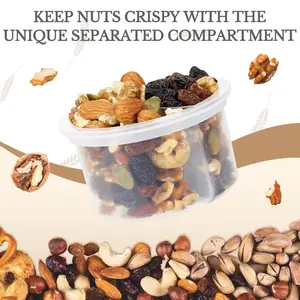 Overnight Oats Containers with Lids, Folding Spoons, and Divided Compartments for Fruit & Nuts, Small Glass 16oz Jars for Oatmeal Yogurt Parfait Kitchen Utensils Portable Plastic Travel Meal Prep Containers