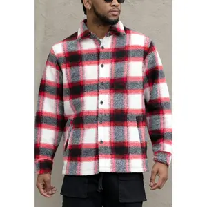 VICTORIOUS Felted Plaid Overshirt