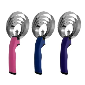 Stainless Steel Spring Curry Comb w/ Rubber Grip, 3 Colors