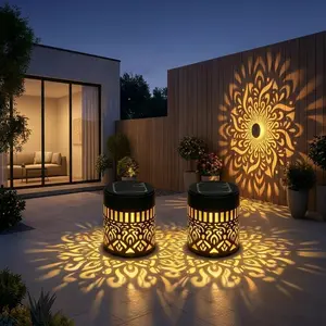 2026 NEW Solar Mandala Projector Wall Lights, Waterproof Metal Outdoor Fence Lights, Decorative LED Projection Lamps, Weatherproof Ambient Lighting for Garden, Patio, Backyard and Courtyard Decor