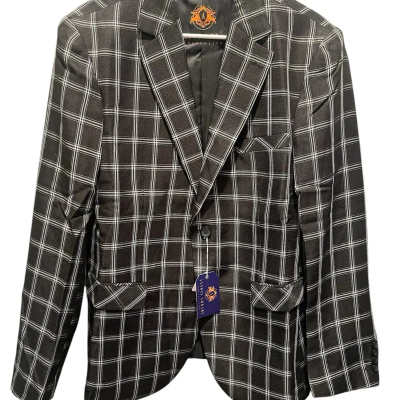 Antoni Ahrari Collection Men's 1920s style Plaid Jacket Size 42R Classic Black & White Checkered Blazer Menswear Coats Long Sleeve Tops Casual,