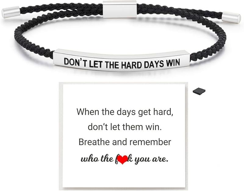 SGGUI Don't Let The Hard Days Win Bracelet for Women Men Handmade Adjustable Cord Bracelet,Stainless Steel,Motivational Gift BraceletDaughter/Sister/Friend/Teen Jewelry Gift SGGUI Don't Let The Hard Days Win Bracelet for Women Men Handmade Adjustable Cord Bracelet,Stainless Steel,Motivational Gift BraceletDaughter/Sister/Friend/Teen Jewelry Gift