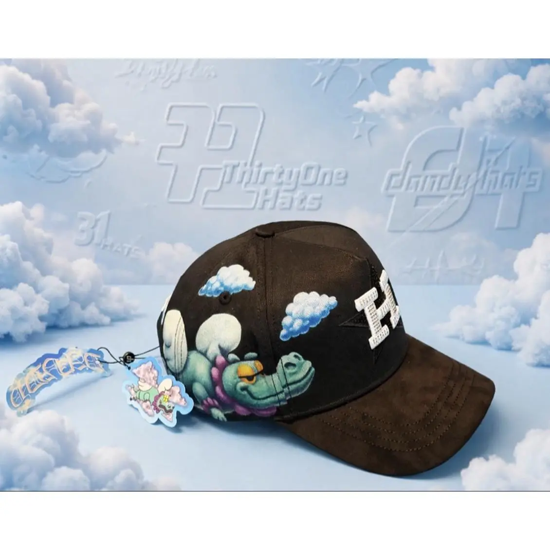 ThirtyOne Hats Brown Cap with Cloud and Alligator Design, Adjustable Fit, Perfect for Casual Wear