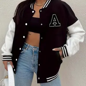Autumn and winter fashion simple letter long baseball jacket fashion plus size wool baseball cardigan
