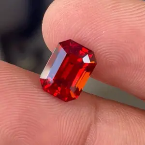Red Spessartite Garnet, 5 carat emerald cut gemstone