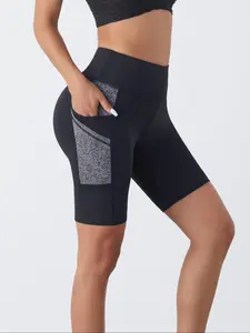 Women's Glitter Pocket Design Gym Shorts, Comfortable Breathable Skinny Shorts, High Stretch Yoga Leggings, Ladies Sportswear for Indoor Outdoor Wear