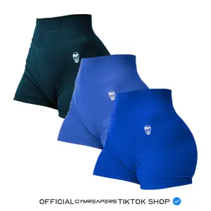 Gymreapers 3 Pack Infinity Seamless Scrunch Shorts for Women Moisture Wicking Breathable Workout Shorts with Diamond Gusset Crotch No Front Seam High Waist Two Tier Waistband Squat Proof Compression Fit Gym Yoga Training Athletic Activewear