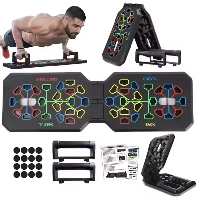 Push-up Board, Pilates Bar With Resistance Band And Ab Roller, Foldable Push-up Bar For Home Gym, Fitness Equipment For Men And Women - Black, Workout Fitness Equipment